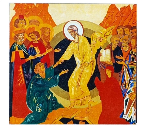 ikonka drewniana, wyjscie z otchłani, 10 cm, kiko, na desce, drewnie, korona misteryjna.jpg