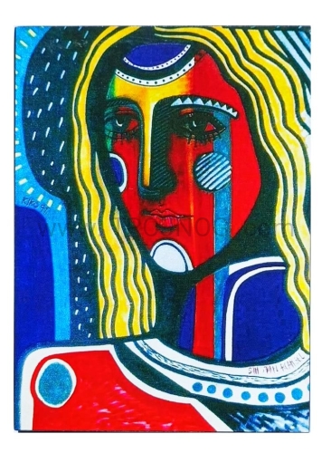 ikonka drewniana, 12cm, archanioł rafał, arc rafaele, kiko, kubizm, na desce.jpg