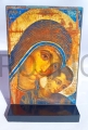 ikonka drewniana 12 cm, Madonna Drogi Neokatechumenalnej, Maryja, Matka drogi, na desce, z podstawka, na szafkę, na biurko, kiko, stojaca.jpg