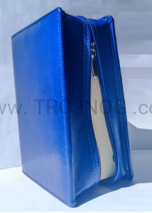 Okładka na nową, mniejszą Biblię Jerozolimską, niebieski, z zamkiem, eco-skóra etui, futerał, pokrowiec