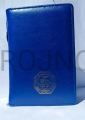 okładka niebieska, futerał, etui, Biblia Jerozolimska, mała, nowa, opakowanie ochronne, z zamkiem, z logo, złotym drogi, grawer, tłoczenie.jpg