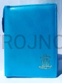 okładka turkusowa, futerał, etui, Biblia Jerozolimska, mała, nowa, opakowanie ochronne, z zamkiem, z rybki, krzyż, złotym, grawer, tłoczenie.jpg