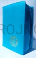 okładka turkusowa, turkus, futerał, etui, Biblia Jerozolimska, mała, nowa, opakowanie ochronne, z zamkiem, z rybki, krzyż, złotym, grawer, tłoczenie.jpg