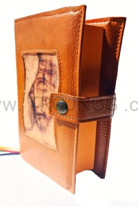 Okładka skórzana z ikoną, na brewiarz, jasny brąz, etui na liturgię godzin, kapłańską, opakowanie ochronne