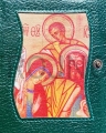 okladka skorzana na brewiarz, z wszyta ikona, ciemna zieleń, futerał, Święta Rodzina z RIO, etui, liturgia godzin, kapłańska, prezent dla ksiedza, ojca.jpg