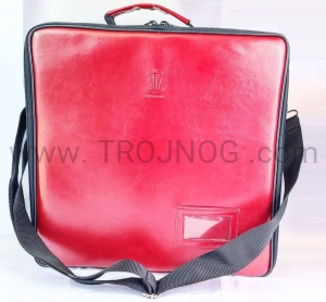 Opakowanie "Ostiariusz" skórzane, na przedmioty liturgiczne, etui, torba na naczynia liturgiczne, czerwone, futerał