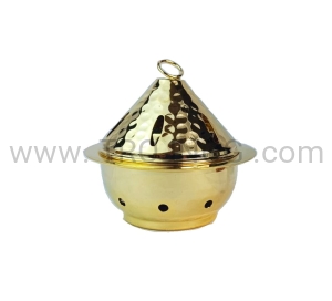 Kadzielnica na stół, 11.5 cm, pozłacana, na podgrzewacz, kadzielniczka mosiężna, do modlitwy, na laudesy, skupienie