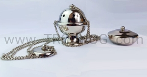 Zestaw trybularz i łódeczka posrebrzane, do uroczystej celebracji eucharystii, kadzenia