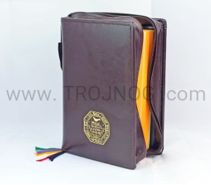 Okładka na brewiarz, z tłoczeniem, etui, futerał na liturgie godzin, brązowy