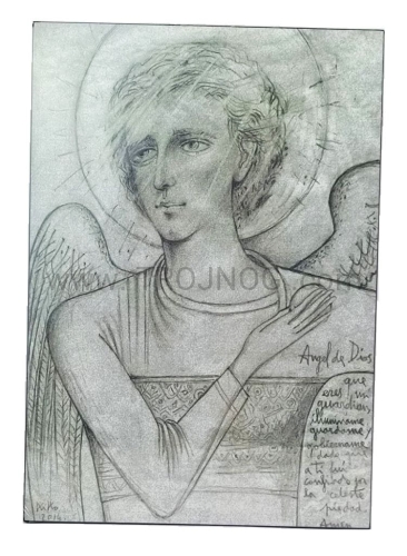 ikona na desce, Anioł Stróż, Kiko, 2016, Droga, Neo, modlitwa, szkic.jpg