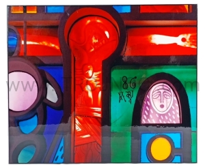 Ikona Ukrzyżowanie 40x30, witraż z Porto San Giorgio z sanktuarium słowa