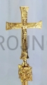 Cruz sobre mesa, sobre laudes, con merkaba, evangelización, sobre trípode, para oración, de aluminio, de pie, alfa y omega, María en la espalda, altura 30 cm.jpg