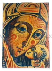 Ikona Madonna 40x30 Dziewica Maryja Cierpliwa z dziecięciem