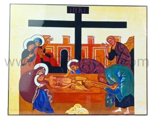 Ikona Zdjęcie z krzyża 40x30, Pieta Korona Misteryjna, złożenie do grobu-9 Kiko 