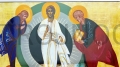 icona, trasformazione, transfigurazione, Mosé, Elia, Apostołowie, przemienienie Pańskie, na górze, Tabor, korona, misteryjna, Kiko, Perugia.jpg