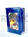 okładka na biblie jerozolimska, etui niebieska, futerał z ikona, Madonna Drogi, nowa jerozolimka, opakowanie ochronne, z gumka, zakladki.jpg