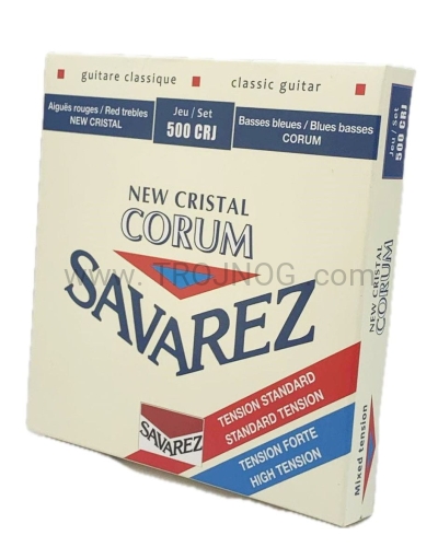 struny, do gitary klasycznej, komplet, savarez, 500 crj, perfekcyjna tonacja, polepszona klarowność, skupienie dźwięku, new cristal corum, gitara klastyczna, wysoka jakość, naciąg twardy.jpg