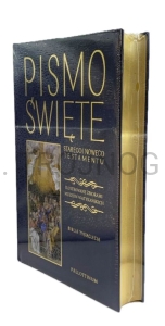 Biblia Watykańska A4, złocone brzegi, ilustracje ze zbiorów muzeum Watykańskiego