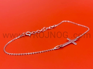 Bransoletka 21cm, ze srebra z dużym Krzyżykiem 2 cm, na rękę, regulowana 