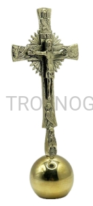 Krzyż laudesowy na kuli, CHWALEBNY 21cm, mosiężny duży, laudesy, jutrznia