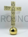 cross on the table, on the ball, standing, traditio, for prayer, on laudes, standing, brass, polished, hand-finished, carved, polished, Christ crucified, Mary on the back of the cross, interceding, over the globe, earthly.jpeg