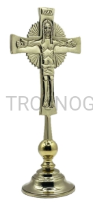 Krzyż laudesowy CHWALEBNY 26cm duży mosiężny, na stół, do modlitwy z dziećmi, laudesy