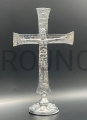 Croce da tavolo, per la preghiera, argentata, 14 cm, per lodi, scolpita, simboli sul davanti, Maria sul retro della Croce, base decorativa, rifinita a mano, laccata, lucida.jpeg