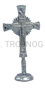 Krzyż na stół, chwalebny posrebrzany 20cm, alu, wysoki, dobra jakość, laudesy