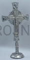 Croce da tavolo, per la preghiera, placcata in argento, 20 cm, per lodi, simboli sul davanti, Maria sotto la croce, Maria ai piedi della croce, base diritta, rifinita a mano, laccata, lucida.jpeg