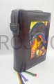 breviary case, brown, with sewn-in icon, brown, Mary with child, Madonna of the Dear, case for priestly breviary, cover for the liturgy of the hours, protective packaging.jpg