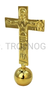 Krzyż laudesowy na kuli, TRADITIO pozłacany 20cm, laudesy z dziecmi, jutrznie