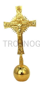 Krzyż laudesowy na kuli, CHWALEBNY, pozłacany 21cm modlitwa z dziećmi laudesy