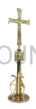 Krzyż na stół, na laudesy, z merkaba, ewangelizacja, na trojnogu, do modlitwy, z alminium, stojący, alfa i omega, z tyłu Maryja, wysokość 30cm.jpg