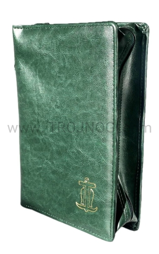 etui na biblie, Biblia Jerozolimska, wydanie włoskie, telata rossa, okładka zielona, biblia do skrutacji, medytacji, modlitwy, szukanie Boga, futerał, pozłacane tłoczenie.jpg