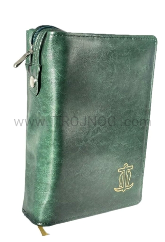 etui na biblie, Biblia Jerozolimska, wydanie włoskie, Scrutate le scitture, do skrutacji, okładka zielona, biblia do skrutacji, medytacji, modlitwy, szukanie Boga, futerał, pozłacane tłoczenie.jpg