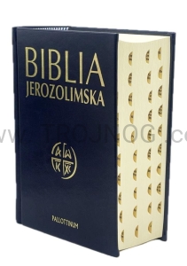 NOWA BIBLIA Jerozolimska, z paginatorami, mały format 18.5 cm, skórzana okładka