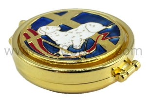 Cyborium eucharystyczne, symbol Baranek Boży, emaliowane, pozłacane