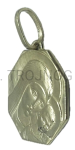 Medalik ze złota 1,4 x 1,4 cm, na szyję  Madonna Drogi, ośmiobok z Maryją, wisiorek