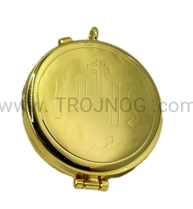 Cyborium eucharystyczne, IHS, grawerowany, mosiądz złocony