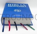 Segnalibro per libri, Bibbia, con 5 nastri, in ecopelle, con goffratura, vari colori, produttore diretto, segnalibro grande, nastri lunghi, accorciabili per facilitare la restituzione