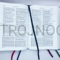 Marcapáginas para libro, Biblia, con 5 cintas, piel ecológica, con relieve, varios colores, fabricante directo, marcapáginas grande, cintas largas, se pueden acortar para facilitar la devolución.