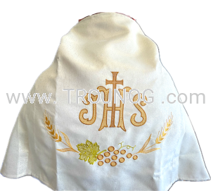 Welon naramienny, z haftowanym symbolem IHS, delikatnie pozłacany