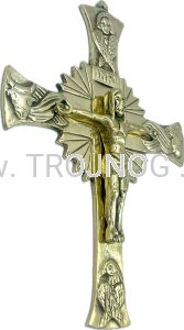 Krzyż na ścianę Chwalebny, mosiężny, 25cm