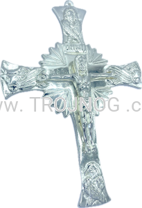 Krzyż na ścianę Chwalebny, posrebrzany, 25cm, mosiężny