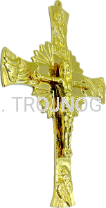 Krzyż na ścianę Chwalebny, pozłacany, 25cm, mosiężny