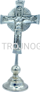 Krzyż posrebrzany, laudesowy CHWALEBNY, 26cm, modlitwa kościoła, na stół, laudesy