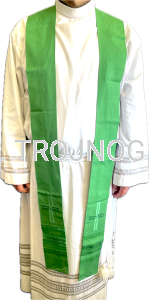 Stuła zielona - wzór watykański z mereżką - okres zwykły