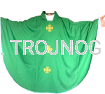 Ornat zielony lniany, lekki, przewiewny, na lato, z pozłacanym krzyżem, stuła w komplecie