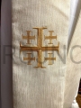 priest's stole, white, for a priest, for services, for mass, celebration of sacraments, with an icon, Christ, the Good Shepherd, a lost sheep, neo, embroidered Jerusalem Cross, a gift for a priest, bishop.jpg