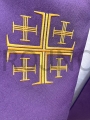 priest's stole, purple, penitential, Advent, confession, for a priest, for services, for mass, celebration of the sacraments, with an icon, Christ, the Good Shepherd, neo, embroidered Jerusalem Cross, gift for a priest.jpg